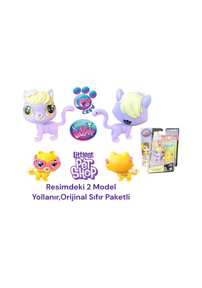 Littlest Pets Shop Lps Mor Kedi Ve Sarı Kedi Nadir Miniş Oyuncak Minişler Oyuncak