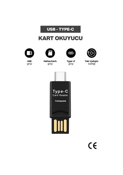 Usb To Type-c Kart Okuyucu Tf Mikro Sd Kart Okuyucu Tak Çalıştır Telefon Pc Tablet Uyumlu