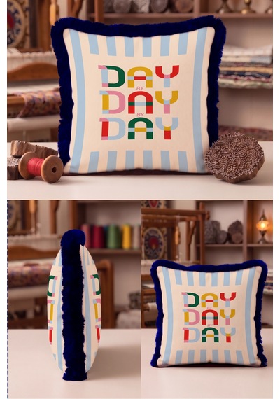 By Day Yazılı Renkli Pop Art Saçaklı Yastık Kılıfı-retro Krem Mavi Lacivert Püsküllü Kırlent Kılıfı Serin Esinti Ritüel By Day Yazılı Renkli Pop Art Saçaklı Yastık Kılıfı-retro Krem Mavi Lacivert Püsküllü Kırlent Kılıfı Serin Esinti Ritüel