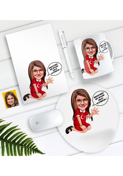 Kişiye Özel Kolay Yetişmiyor Karikatürlü Defter Kalem Kupa Mouse