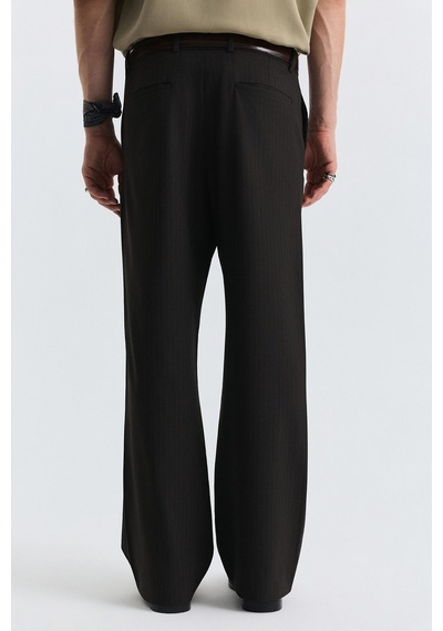 Antioch Crop Fit Çizgili Takım Kahve