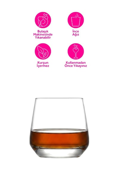 Lav Lal Cam Viski Bardağı 6'lı 345 ml (Meşrubat/Kokteyl Bardağı )