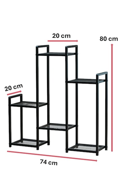 Dekoratif Metal 6 Raflı Saksılık Katlı Dikey Saksı Standı Çiçeklik Bahçe Ve Balkon Dekoru Garden Siyah