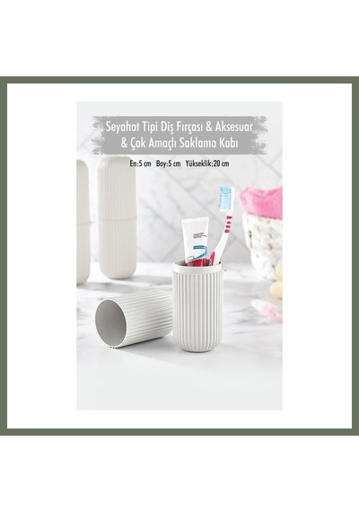 Bezos Beyaz Seyahat Tipi Diş Fırçası & Aksesuar Kutusu & Çok Amaçlı Saklama Kabı Bezos1
