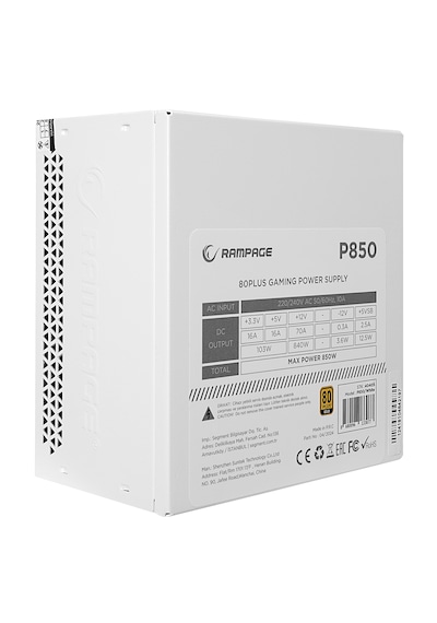 Rampage P850 850w 80+ Gold Aktif Pfc 14cm Fanlı Beyaz Gaming Power Supply