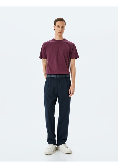 Koton Bisiklet Yaka Pamuklu Regular Fit Kısa Kollu Basic Tişört Bordo 5sam10116hk Bordo