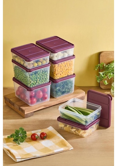 Selka Home 4 Adet 0.5 ve 4  Adet Derin 1 Lt. Nora Organizer Buzdolabı Buzluk Düzenleyici Saklama Kabı