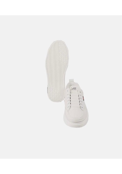 Erkek Rahat Taban Lastik Bağcıklı Sneaker Gerçek Deri Mc 19039 Beyaz Bej