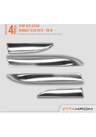 intakrom Renault Clio 4 Krom Stop Alt Çıtası 4 Parça 2012 -2018 N11.3545 intakrom Renault Clio 4 Krom Stop Alt Çıtası 4 Parça 2012 -2018 N11.3545