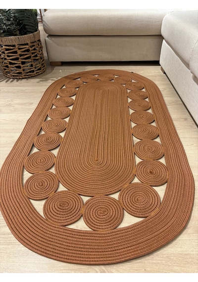 Mavaux Cookie Jüt Hasırlı El Örgüsü Kilim Natural