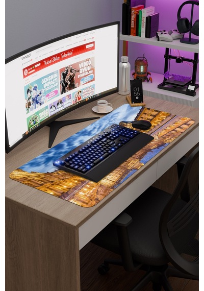 Louvre Müzesi Fransa V4 90x40 Xxl Gaming Kauçuk Kaymaz Taban Mouse Pad Fare Altlığı