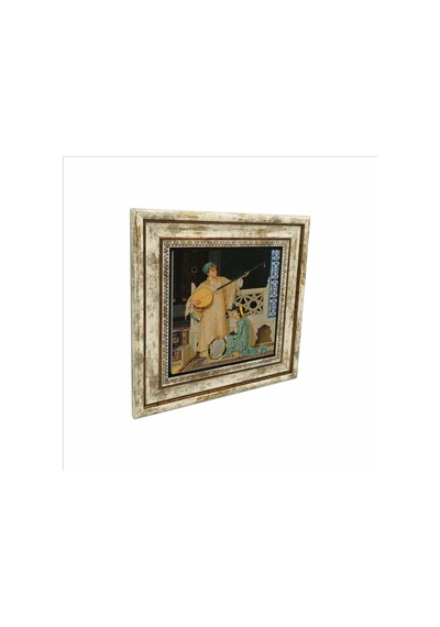 İki Müzisyen Kız Osman Hamdi Bey, 1880 Baskılı Taş Tablo 25x25