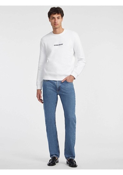 Jeans Bisiklet Yaka Beyaz Erkek Sweatshırt M4yq19k9v31g011 Gj Cn Slım Logo Em Beyaz