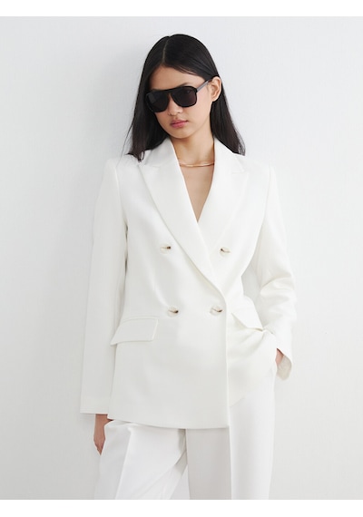 Lcw Vision Beyaz Kruvaze Yaka Kadın Blazer Ceket