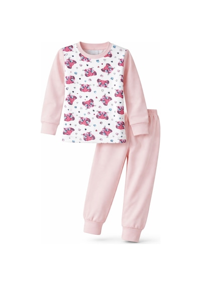 Kız Çocuk Pamuklu Desenli Pijama Takımı 6068-05 Pudra Pudra