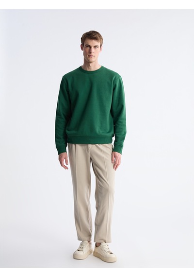 Lcw Vision Yeşil Bisiklet Yaka Erkek Kalın Sweatshirt