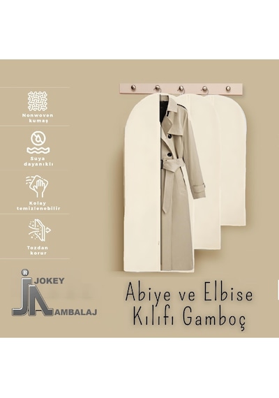 Jokey Ambalaj Fermuarlı Dolapiçi Gamboç Kıyafet,takım Elbise,abiye Ve Gelinlik Kılıfı 60x160cm Renk Seçenekli Krem