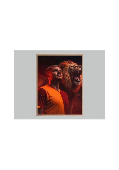 Aslan Mauro Poster Tek Parça Doğal Ahşap Çerçeveli Tablo Çok Renkli - 839038106 Çok Renkli