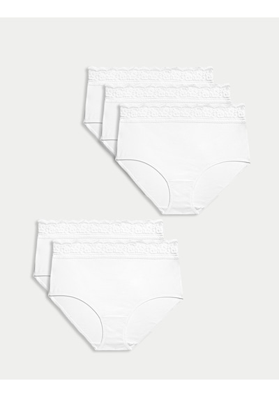 Marks & Spencer 5'li Dantel Detaylı Full Brief Külot Seti T61005022F Beyaz