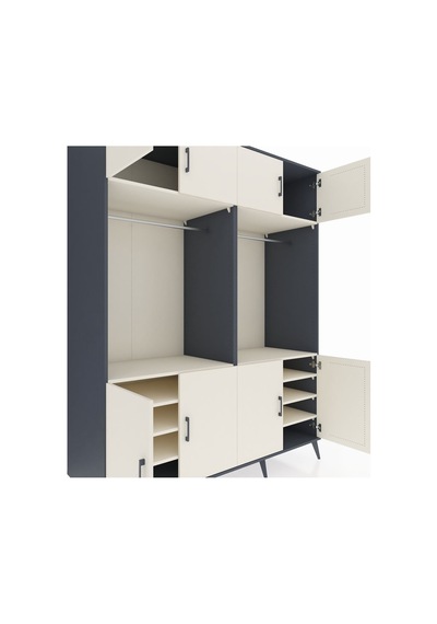 Kronos Gardrop 10 Raflı 8 Kapaklı 2 Askılı 176x59x221 Antrasit-aytaşı Beyaz Kronos Gardrop 10 Raflı 8 Kapaklı 2 Askılı 176x59x221 Antrasit-aytaşı Beyaz