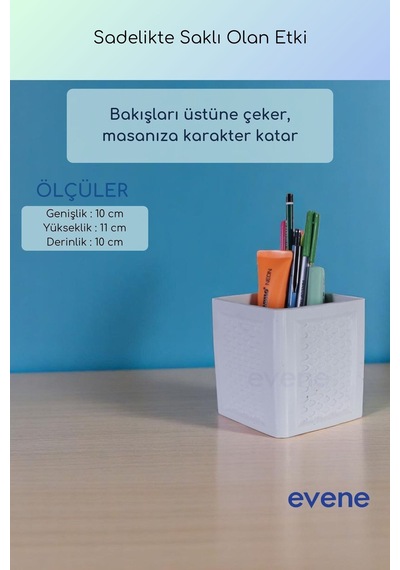 Kalemlik Masa Kalemliği Organizer Kalemlik Beyaz Renk Model 86 Çok Renkli