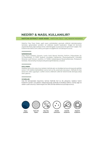 Matcha Mucize Yüz Kil Maskesi Pürüzsüzleştirici Arındırıcı Canlandırıcı 100 Ml - 802141760