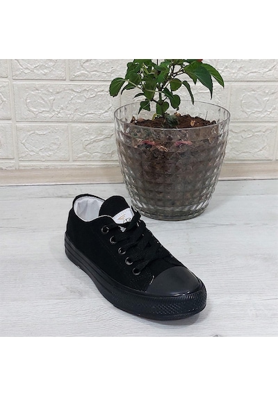 Fiyra 554 Siyah-siyah Kısa Unisex Sneaker Keten Spor Ayakkabı 001