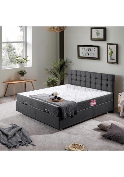 Venedik Çift Kişilik Baza Başlık Letto Yatak Seti - Antrasit 150 x 200