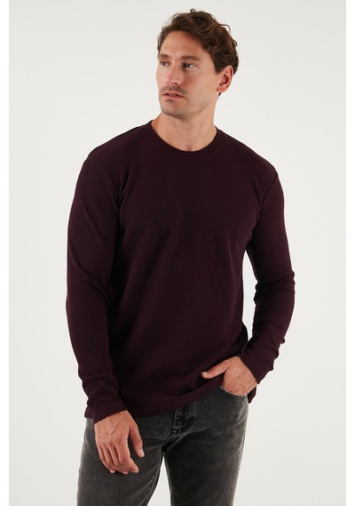 Buratti Pamuklu Bisiklet Yaka Slim Fit Basic Erkek Sweat 5905073 Vişne