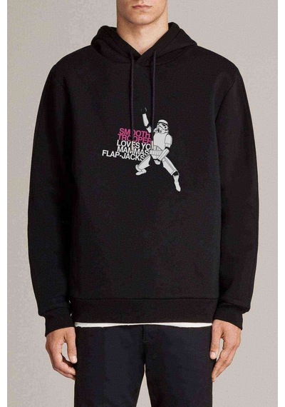 St Stormtrooper Baskılı Siyah Erkek Örme Kapşonlu Sweatshirt