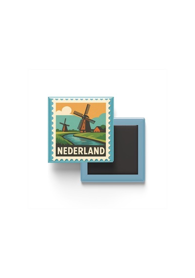 Buzdolap Magneti Hollanda Amsterdam Renkli Posta Pulu Temalı - 9x9 Cm