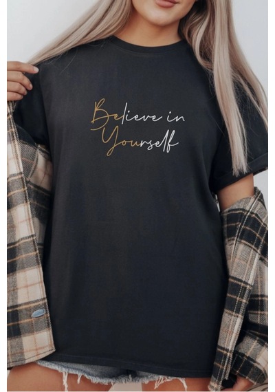 Freedom Store Unisex Oversize 24/1 Penye Dtf Baskılı Tişört - Dtf279 Siyah