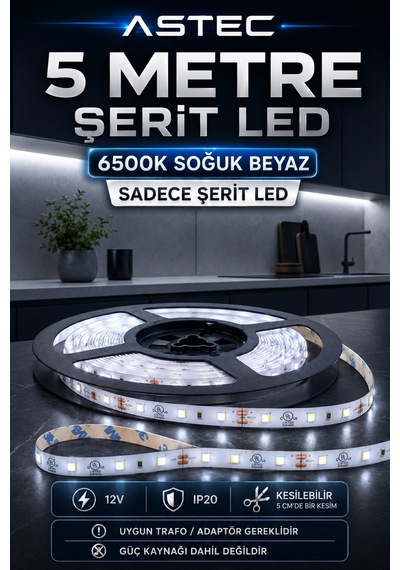 Astec 12v Şerit Led 5 Metre / 10 Metre Yapışkanlı Kesilebilir İç Mekân Aydınlatma Trafo Hariç Bütün Renkler 33848977