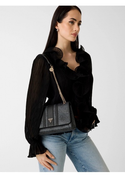 Guess Noelle Iı Dönüştürülebilir Kapaklı Çapraz Askılı Kadın Antrasit Omuz Çantası Hwss9672210-clo