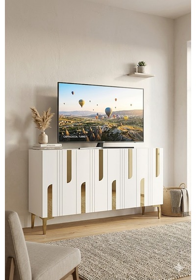 Ka1231bg Nota Konsol Ve Tv Sehpası Beyaz -gold 120cm Beyaz-gold