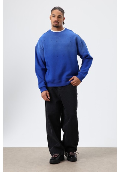 Vamos Yıkamalı Taş Detaylı Oversize Sweatshirt Saks