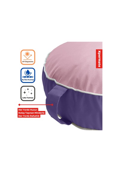 Xpermate İç Dış Mekan Meditasyon Minderi Fermuarlı Yoga Minderi Pembe Lila Lila - Pembe
