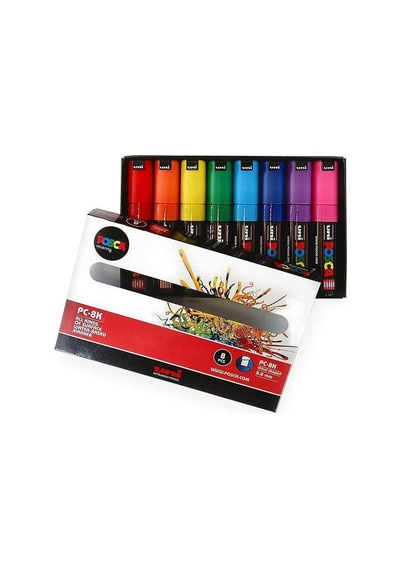 Uni Posca Pc-8K 8.0 Su Bazlı Boyama Markörü Ana Renk 7+1 Set