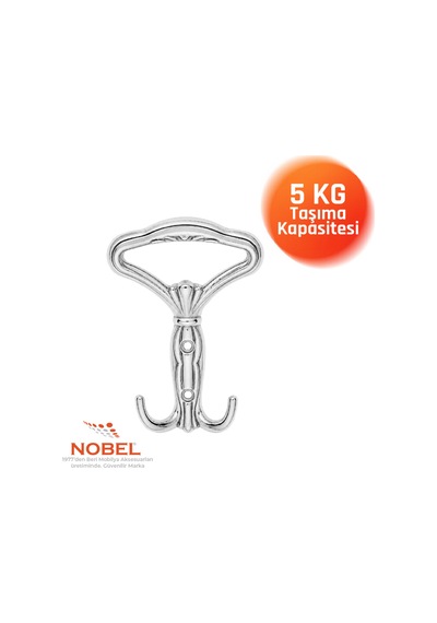 Klasi K Portmanto Askısı, Metal Vestiyer Askısı, 40 Gr, Dolap Ve Duvar Askılığı, Krom Vidalı