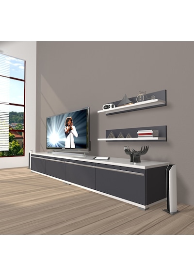 Decoraktiv Eko 200t Mdf Tv Ünitesi Tv Sehpası Beyaz - Antrasit
