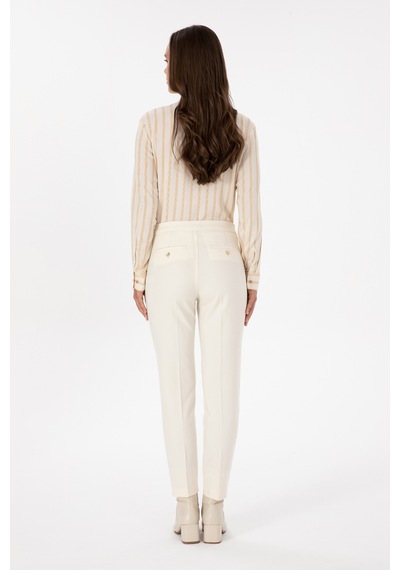 U.S. Polo Assn. Kadın Beyaz Carrot High Waist Kanvas Pantolon 50309266-VR256