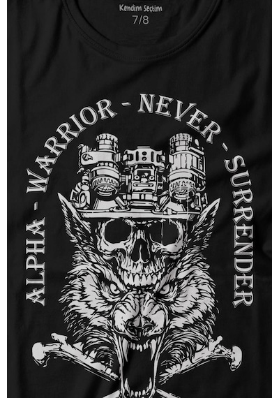 Kendim Seçtim Alpha Warrior Military Savaşçı Kurt Bozkurt Baskılı Tişört Çocuk T-shirt 001