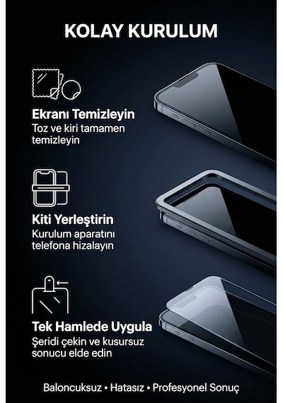 Horizon Privacy iPhone 17 Pro - Pro Max Uyumlu Ekran Koruyucu Otomatik Kurulum Kiti 28 Gizlilik Filtresi 9h Temperli Cam Anti-reflective & An - iPhone 17 Pro Max