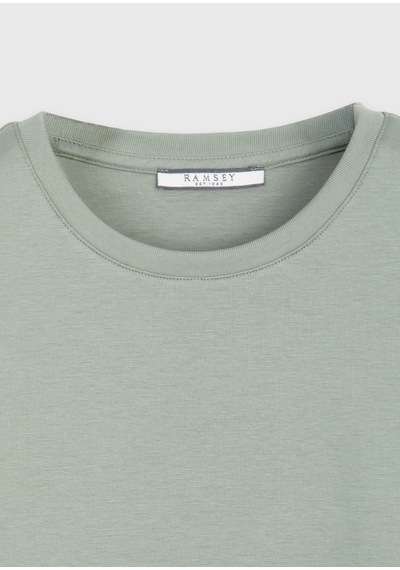 Ramsey Haki Düz Pamuk Karışımlı T-shirt