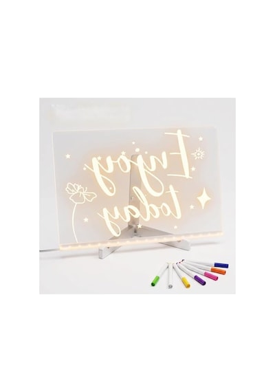 Led Işıklı Şeffaf Çizim Tableti, 30x20 Cm Eğitici Boyama Seti İle 124-Pembe