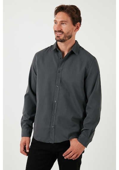 Buratti Streç Pamuklu Regular Fit Erkek Gömlek Cf25W128861 Antrasit