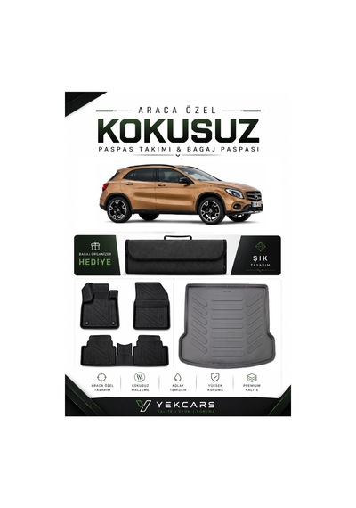 Mercedes Gla 2017 Model Aracınıza Özel 4d Karbonlu Kauçuk Paspas Takımı Ve Bagaj Havuzu