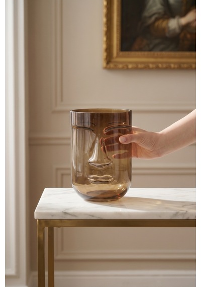 Aura Face Cam Vazo Amber - 20 Cm Kahverengi