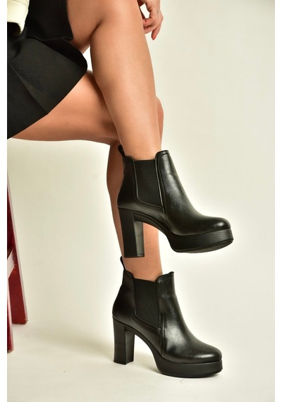 Fox Shoes Z996291509 Siyah Kalın Topuklu Kadın Bot