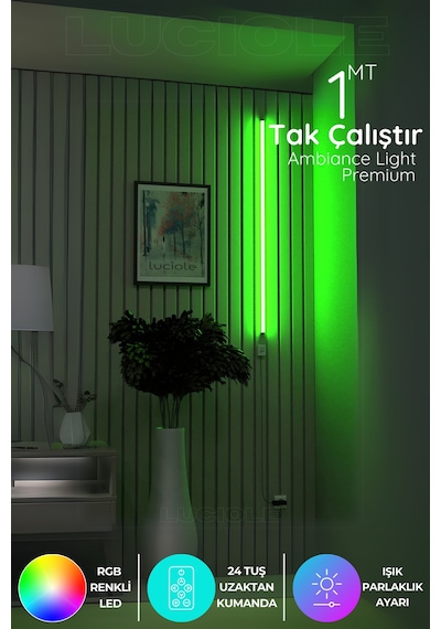 Uzaktan Kumandalı Led Lambader - Yatak Üstü, Tv Yanı ,oturma Odası - Greenlightluci
